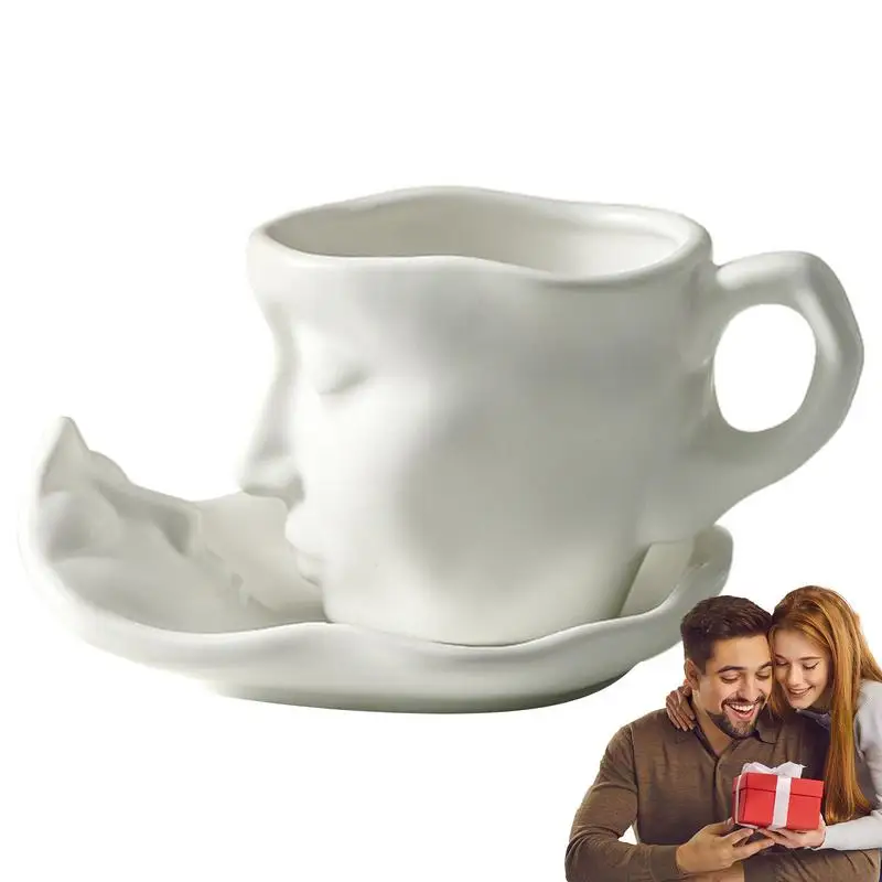 

100ml Kiss Face Tea Cup Saucer Set Unique Teacup And Saucer Ceramic Coffee Cup Saucer Tea Cup And Saucer Set For Home Decoration