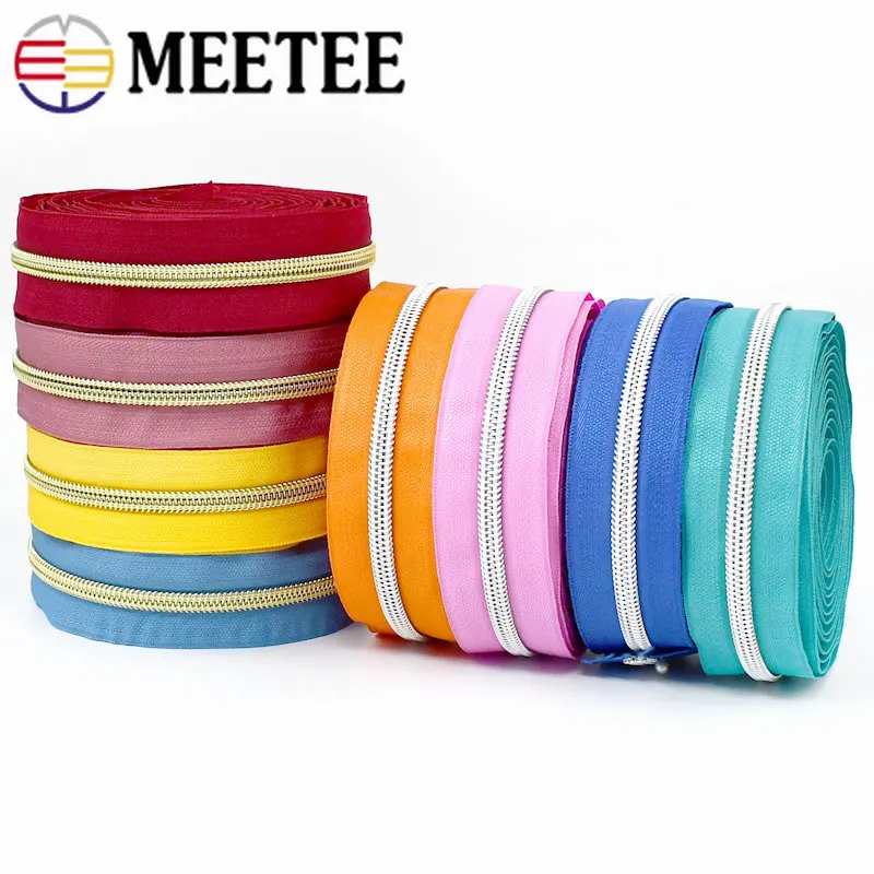 1/2/3/5/10m 5 Nylon Zippers Tapes Diy Plastic Coil Zipper By The Meter Bags Purse Decorative