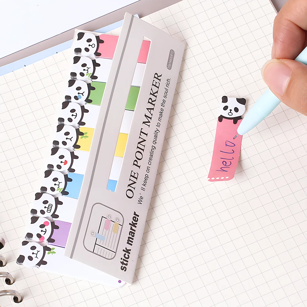 Memo Pad Sticky Notes Kawaii Small Cat Panda Music Frog Aesthetic Stationery Notepad Book Post Bookmarks Mini Index Tab Stickers 4