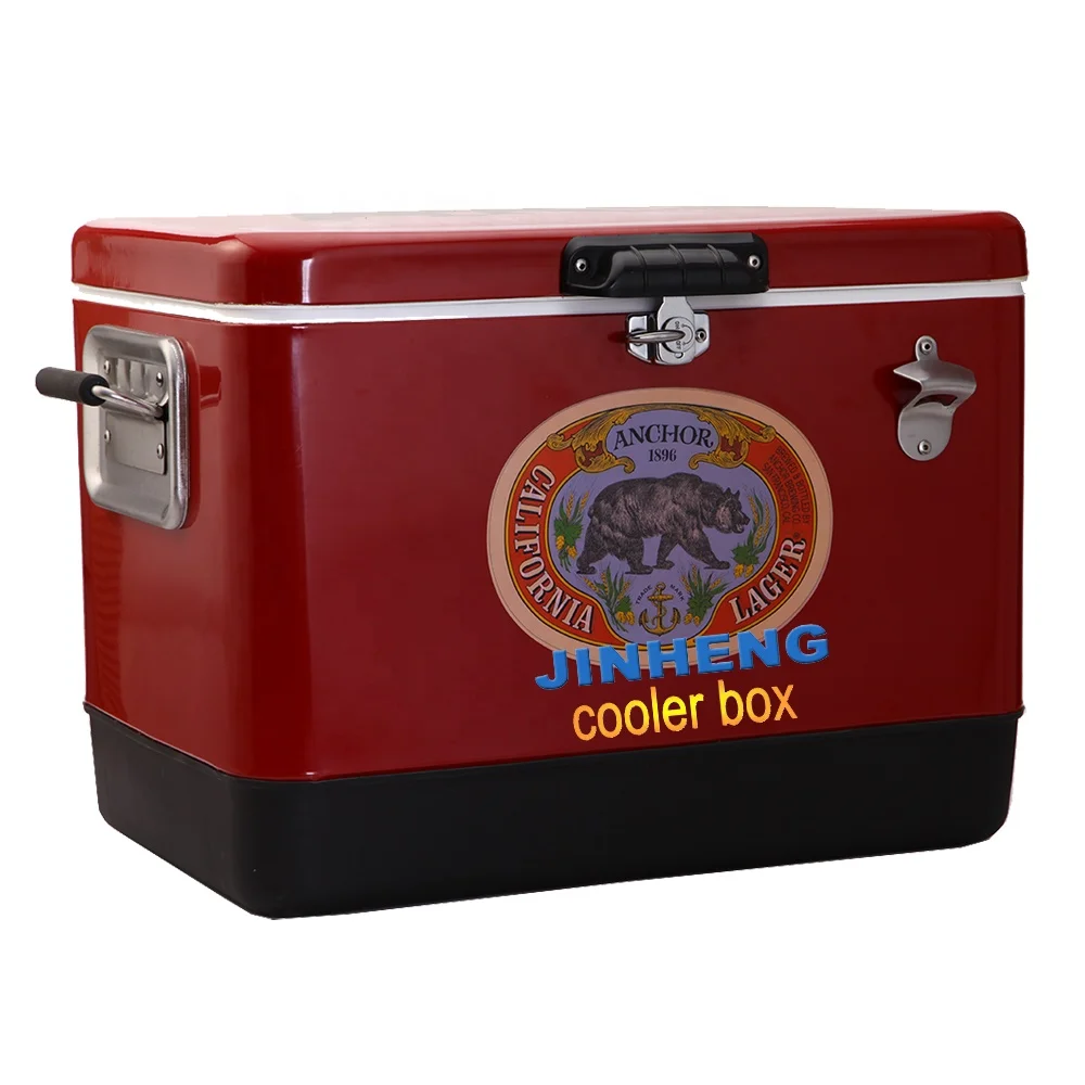 51L Stainless Steel Ice Cooler Box For Outdoor Activity, Keep Cool And Fresh Metal Box 4