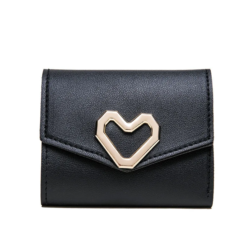 

1pcs/lot Fashion Short Wallet Women Heart-Shape hasp mini wallet Small Wallet Square pu Wallet Women's Coin Purse