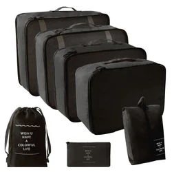Ultimate 7-Piece Travel Organizer Set: Packing Cubes and Storage Bags (Black)