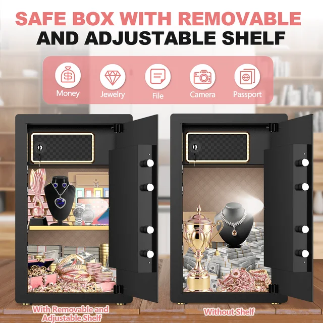 BESAFETY 5.5-6.5 Cuft Large Safe Box, Digital Keypad, LCD screen,with Interior Safe Lock Box, Adjustable Shelf 3