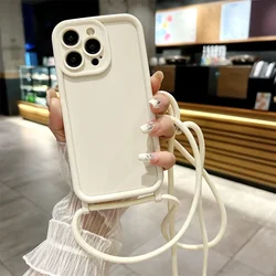 Hands-Free Crossbody Lanyard Rope Case with Adjustable Strap for Pura 70 (White)