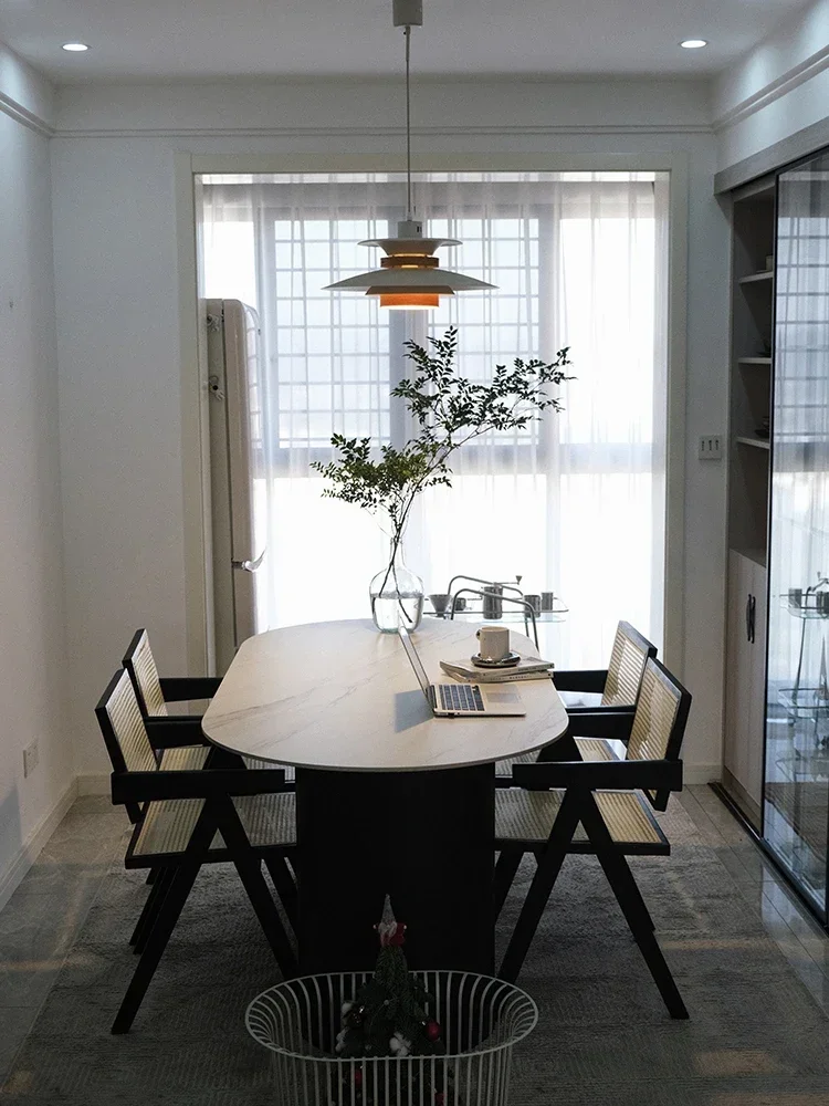 

Обеденный стол овальный длинный стол для дома небольшой семейный роскошный стол и стул