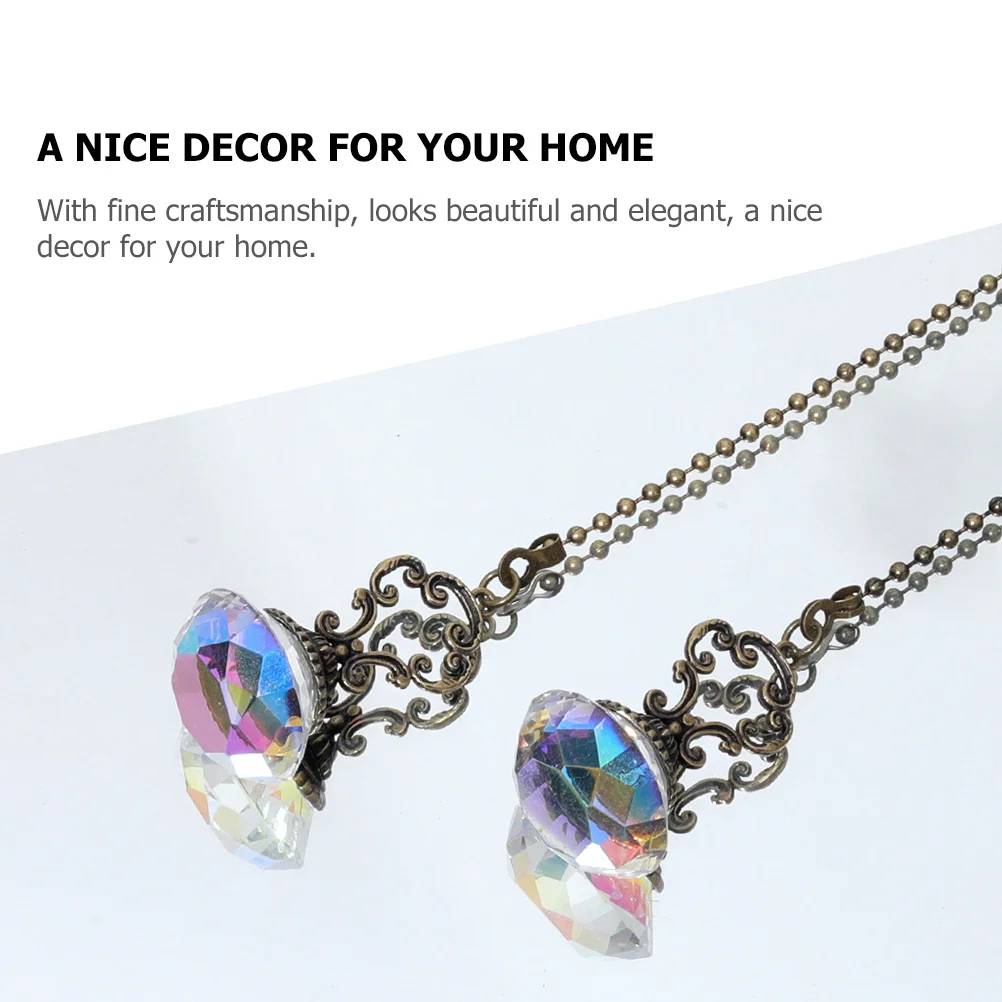 2 Pcs Ceiling Fan Pulls Crystal Ball Light Accessories Fan Pull Chains Beaded Chain Ceiling Pulls Chain Hardware