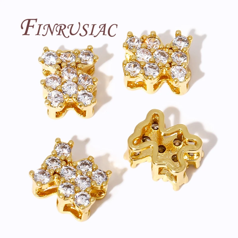 18K Gold Plated Irregular Beads For Jewelry Making,Brass with Zircon Spacer Beads Accessories For Bracelets,Separators For Bead