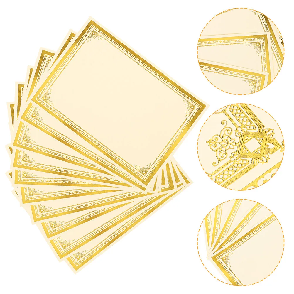 35pcs 금박 인증서 용지 빈 상장 시트 졸업 인쇄용 완료 증명서 학교 상장 용품