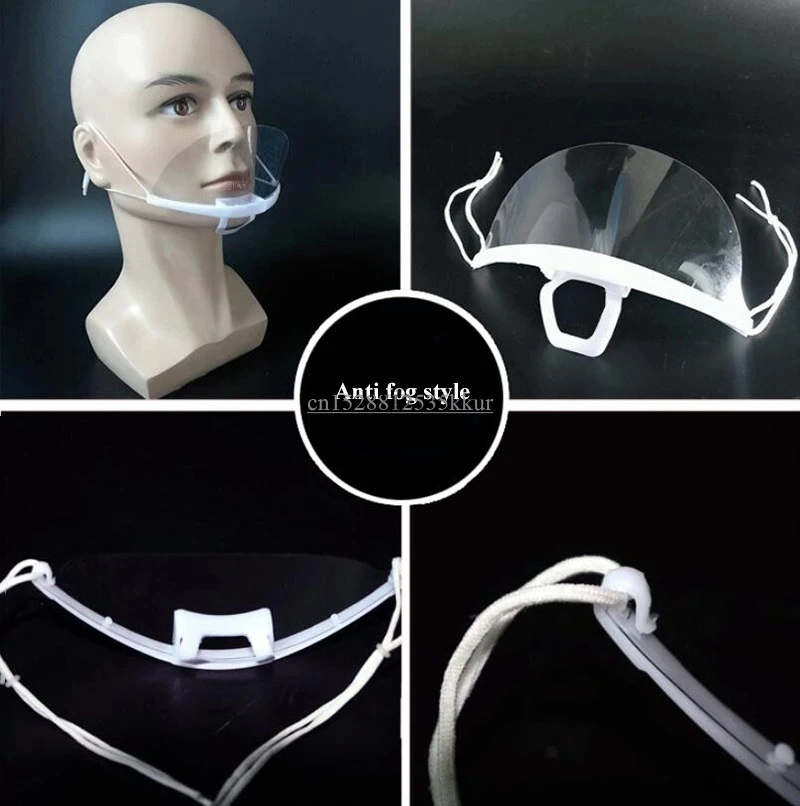 Portable Anti-fog Transparent Plastic Mask Mouth Cover Spittle Protect Tattoo Makeup Hotel Kitchen Supply Accessories 4