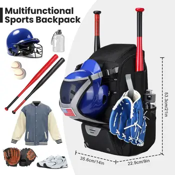 Bat Bags Baseball Baseball & Softball Equipment Bag Lightweight Waterproof Equipment Bag For Youth And Adults Teeball Gear 6