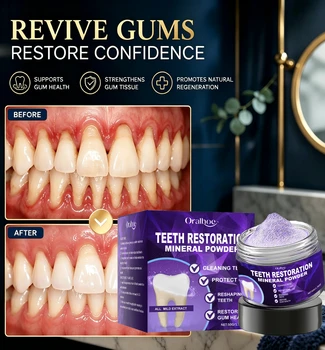 Polvere Viola Sbiancante per Denti, Pulizia Orale, Anti-Carie, Rimuove l'Alito Cattivo, Rafforza le Gengive, Rinfresca, Dentifricio Sbiancante