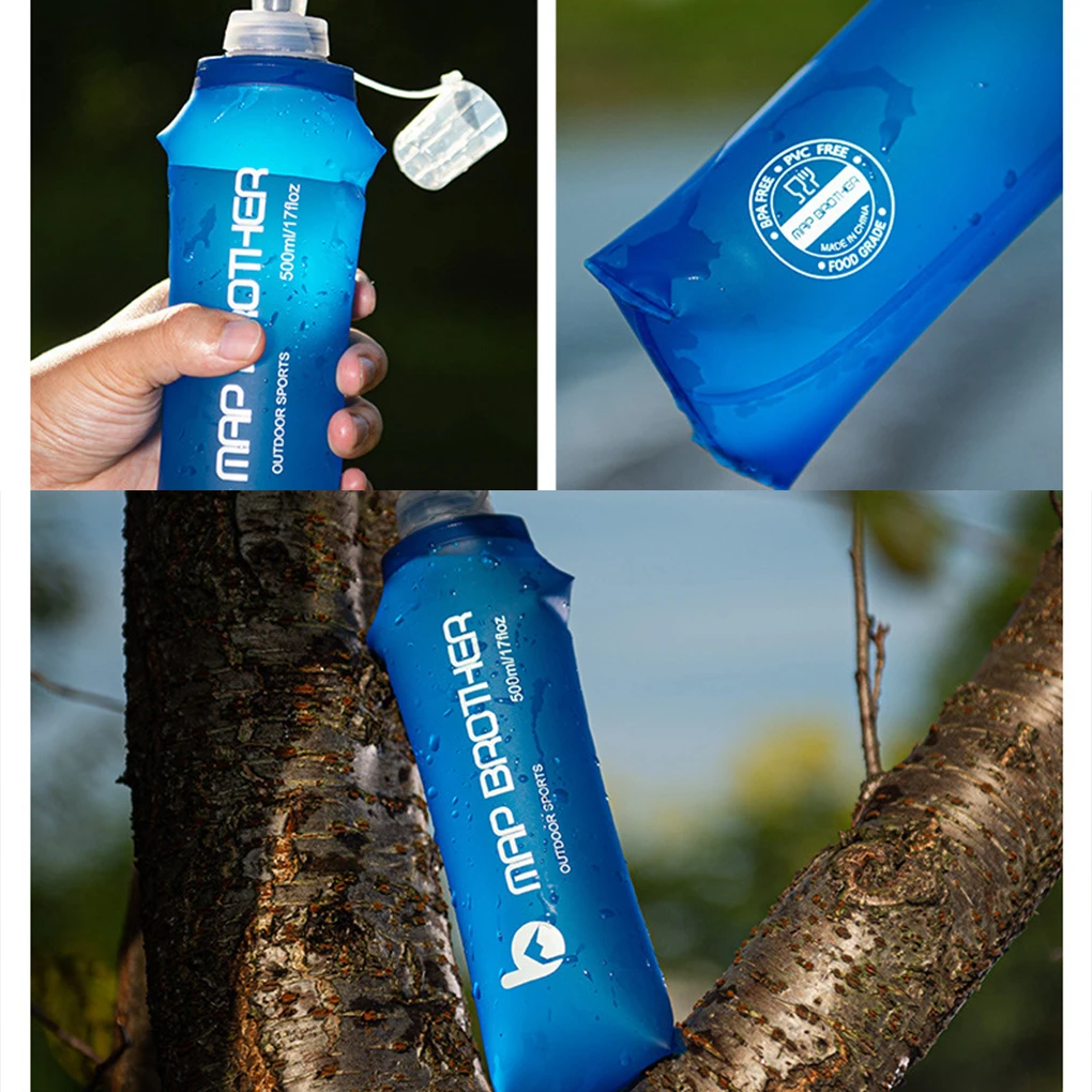 Outdoor Sport Portable Water Cup Camping Running Bicycle Soft Water Bottle Folding TPU Soft Flask Bag BPA Free sports water bottle portable water bottle sports water bag 250/500ML