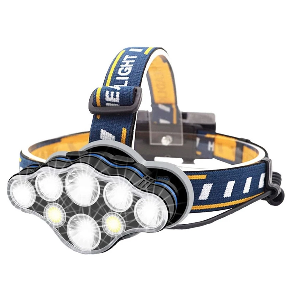 

Hiking Climbing Tools Rechargeable Headlamp 8LED Headlamp Flashlight 6400 Lumens Fishing Headlight USB Charge & 8 Modes Light