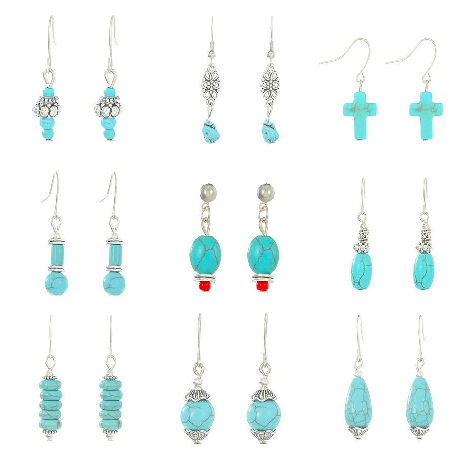 

Teardrop Dangle Earrings Bohemian Turquoise Drop Earrings for Women Girls Boho Ethnic Earrings Jewelry