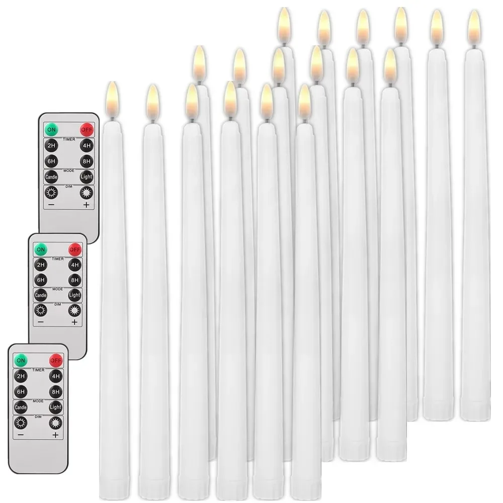 Flameless Flickering Taper Candles with Remote Control Timer and Dimmer, Battery-Operated Candlesticks for Holiday and Event Décor