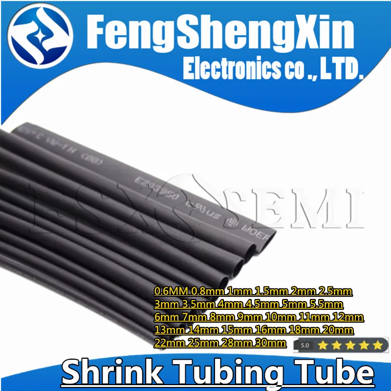2:1 0.6mm 0.8mm 1mm 1.5mm 2mm 2.5mm 3mm 3.5mm 4mm 4.5mm 6mm 7mm 8mm 9mm Heat Shrink Heatshrink Tubing Tube Sleeving Wrap Wire heat shrink tubing