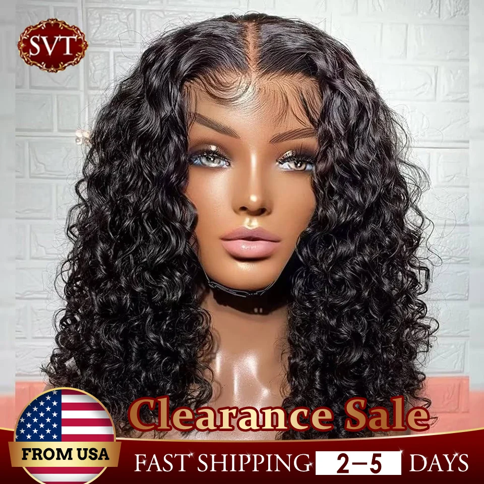SVT Brazilian Water Wave Short Bob Lace Front Closure Wig Human Hair Wigs Wavy Curly Bob Frontal Wigs For Women Preplucked human hair wig