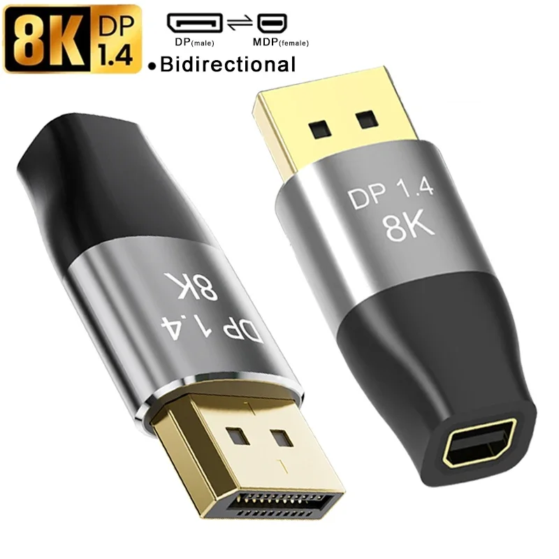 8K DP1.4 Adapterkoppler Bidirektional 8K@60Hz 4K@144Hz DP zu Mini DP Konverter Extender für Mac Cinema Display HDTV TV Box