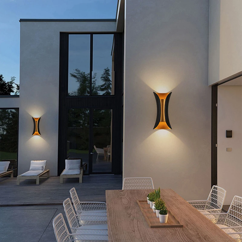 LED Wall Light Outdoor Waterproof IP6510W Porch Garden Wall Lamp Indoor Bedroom Bedside Decoration Lighting Lamp Black