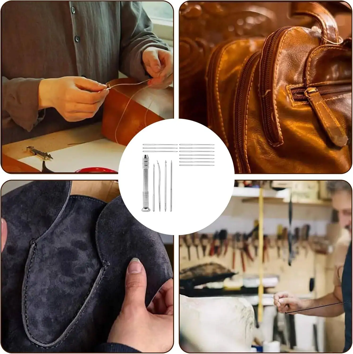 Leather Sewing Tool Set Stitching Awl Tool Hand Sewing Leather Shoe Repair Kit For Leather Punch Hole Canvas Tent Bag DIY