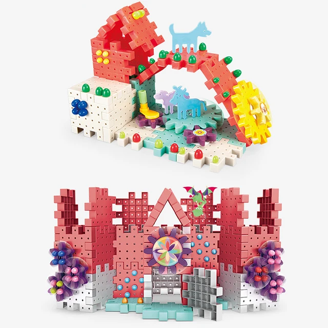 Kids 3D Plastic Gear DIY Jigsaw Puzzle Blocks Fun Mushroom Nails Jigsaw Puzzle Will Spin Puzzle Montessors Toys Boys Girls Gifts 5