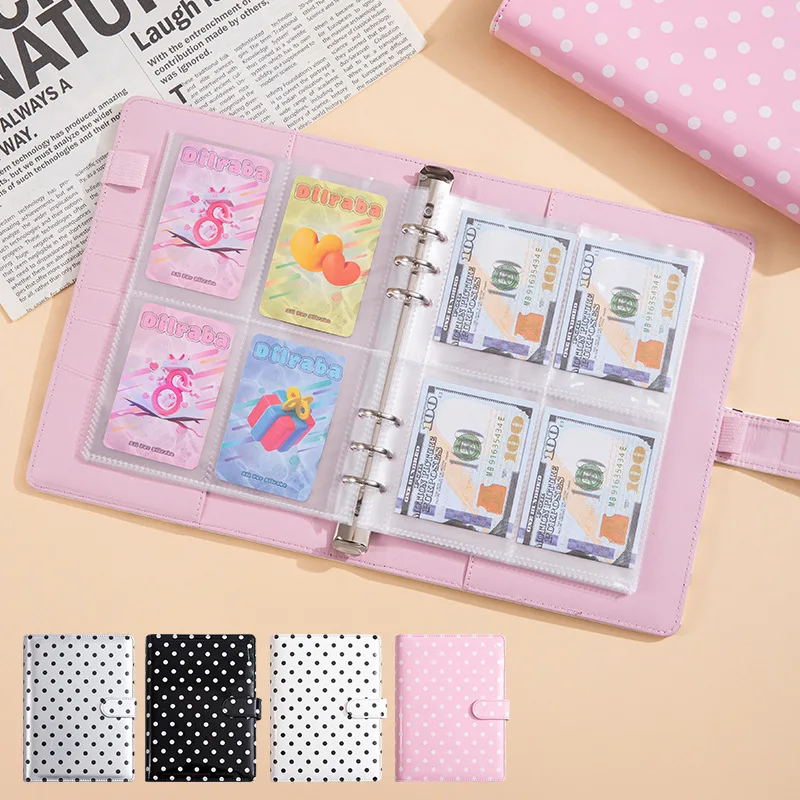 Customizable Polka Dot Financial Planner with Multi Card Slots, Work Journal & Budget Tracker