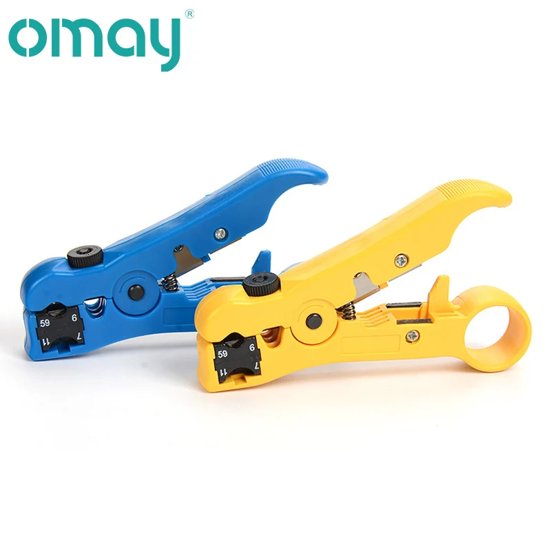 OMAY Multi-functional Wire Coax Coaxial Stripping Tool for UTP/STP RG59 RG6 RG7 RG11 Universal Cable Stripper Cutter Pliers cable stripping tool