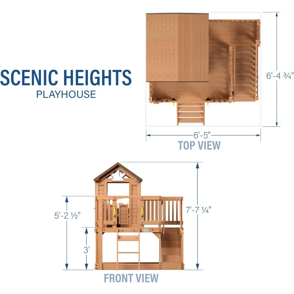 Description Picture 3 of itemDiscovery Scenic Heights All Cedar Wooden Playhouse, Upper Deck Cottage Style, Saloon Style Doors, Ladder, Stairs, Play Sink