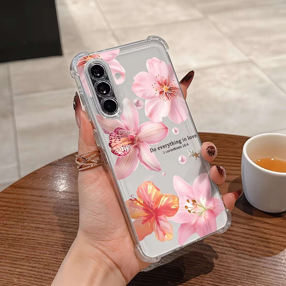 Floral Design Style Clear TPU Anti-Fall Phone Case
