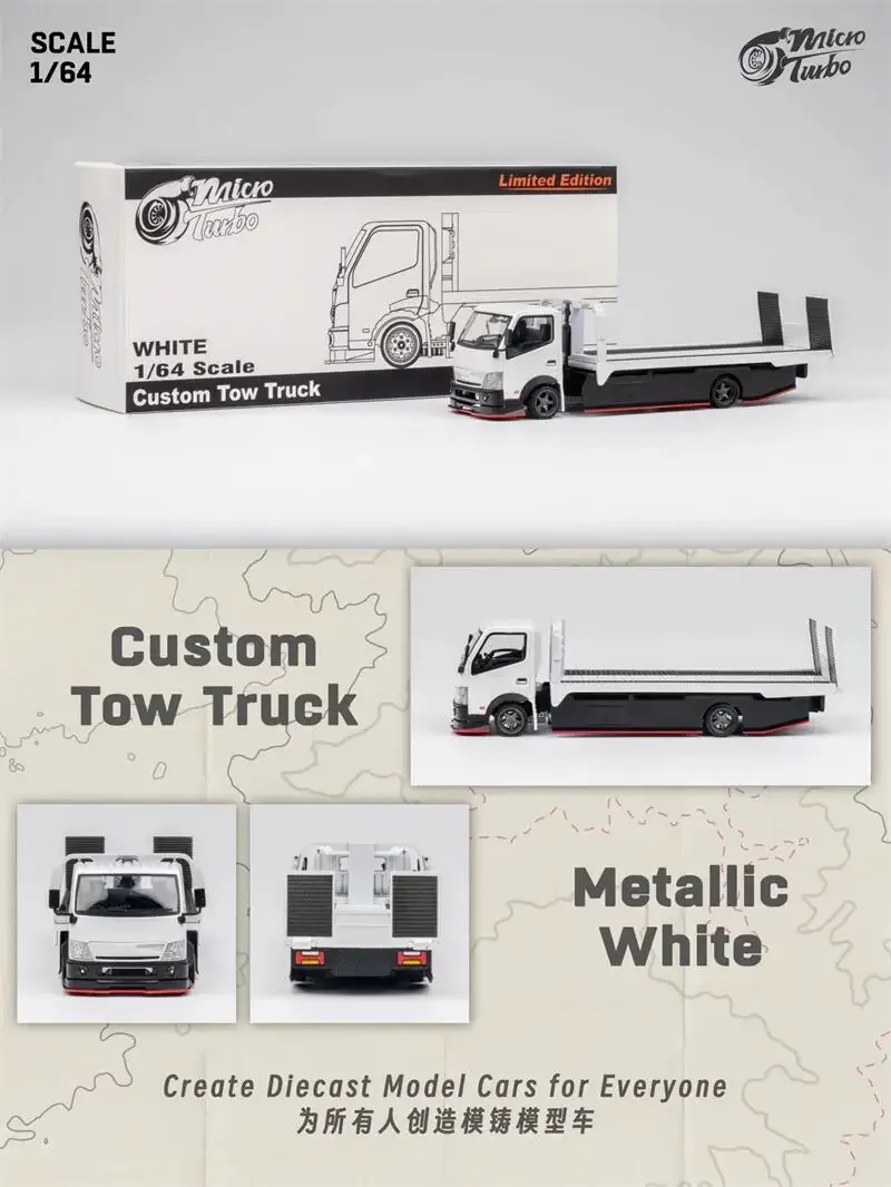 

Micro Turbo 1:64 Custom Tow Truck Metallic White Diecast Model Car