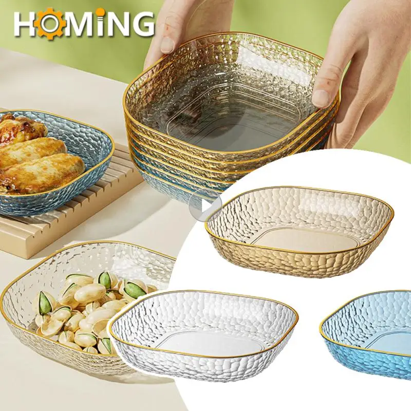 1PC Stained Glass Transparent Goblet Bowl Set High Borosilicate Glass Bowl Fruit Salad Dessert Biscuit Bowls Household Tableware