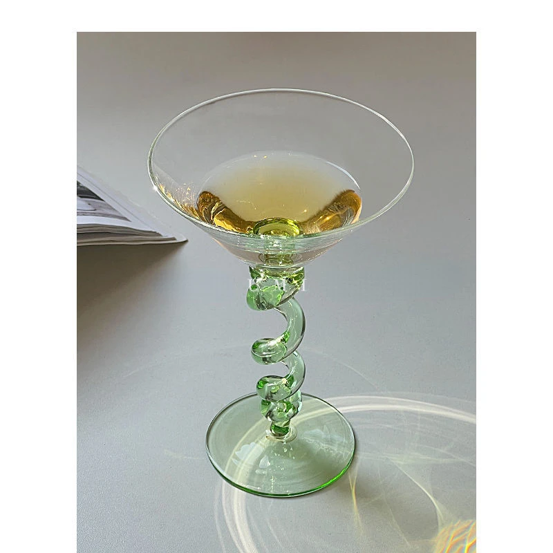 Vintage Needle Etched Green VASELINE Glass Cocktail Martini