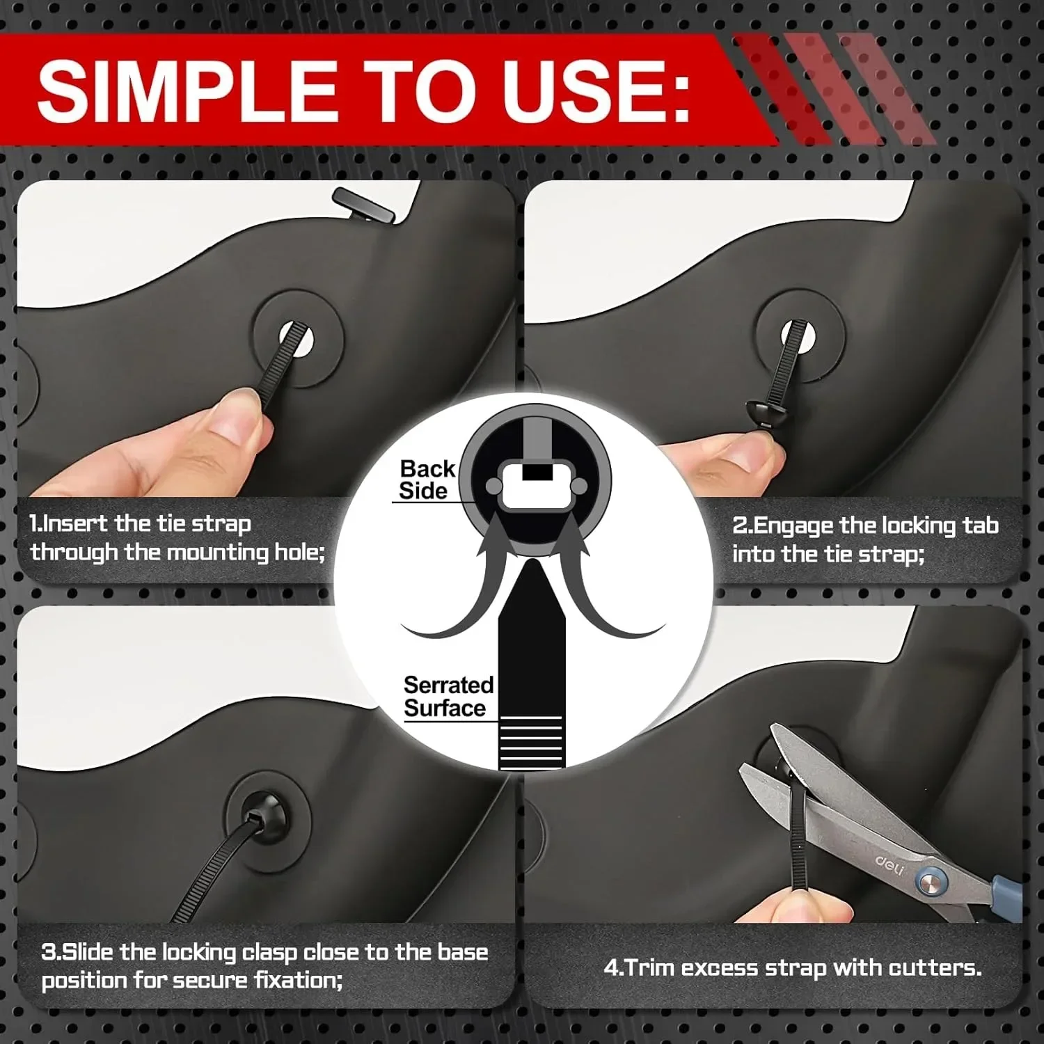 Universal Nylon Cable Tie Buckle Auto Fastener Screw Replacement Clip Car Fender Trunk Engine Guard Panel Wire Management Secure