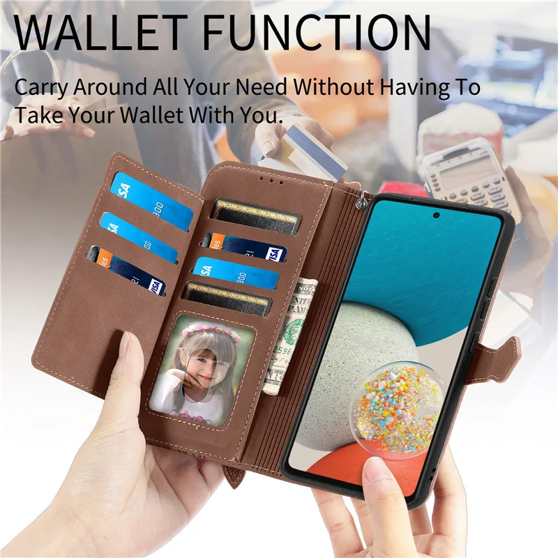 Zipper Wallet Flip Leather Phone Case with Multi-Card Holder