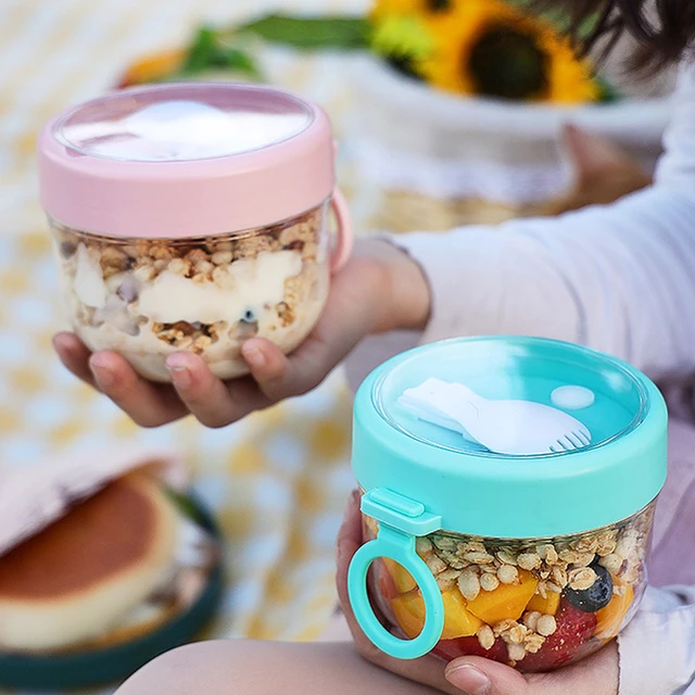 Overnight Oats Jar Oats Overnight Container Portable Oatmeal Cups with Lids  and Spoon 600ml Meal Prep Containers Reusable - AliExpress