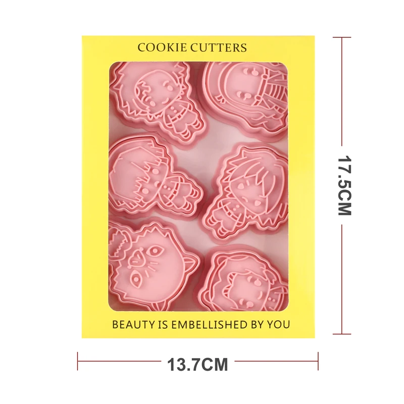 6pcs/set Anime Demon Slayer Cookies Cutter Tools 3D Pressing Biscuit Mold Cookie Stamp Cutter set Baking Tools Sugarcraft
