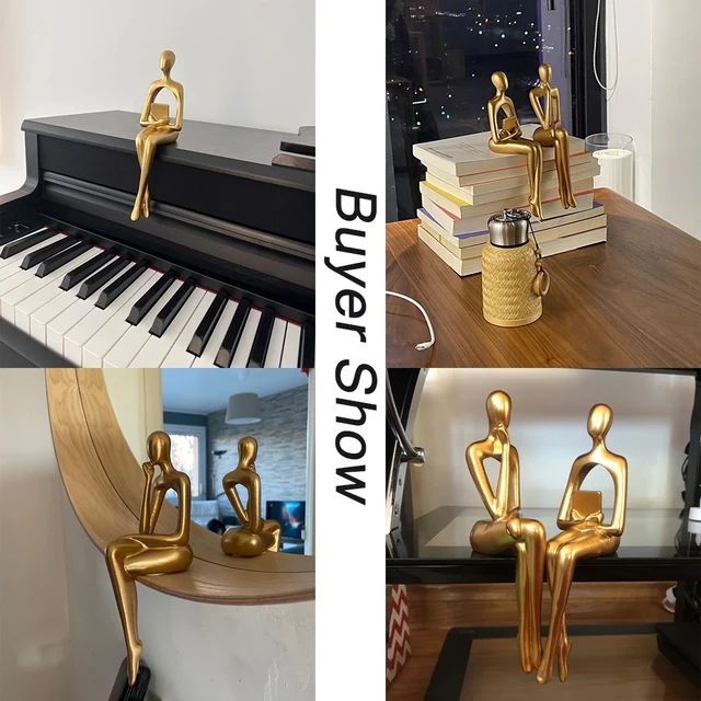 Escultura y figuritas doradas abstractas para interiores, estatua de  resina, decoración moderna para el hogar, Accesorios de escritorio,  decoración nórdica para habitación - AliExpress