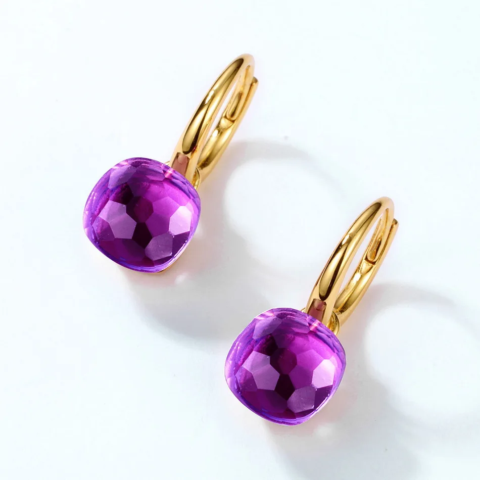 ALLNOEL Baumelnde Ohrringe aus 925er-Sterlingsilber für Damen, grün, Fuchsia, Amethyst, Süßigkeiten-Stil, Party-Geschenk, edler Schmuck im Großhandel – Detail 3