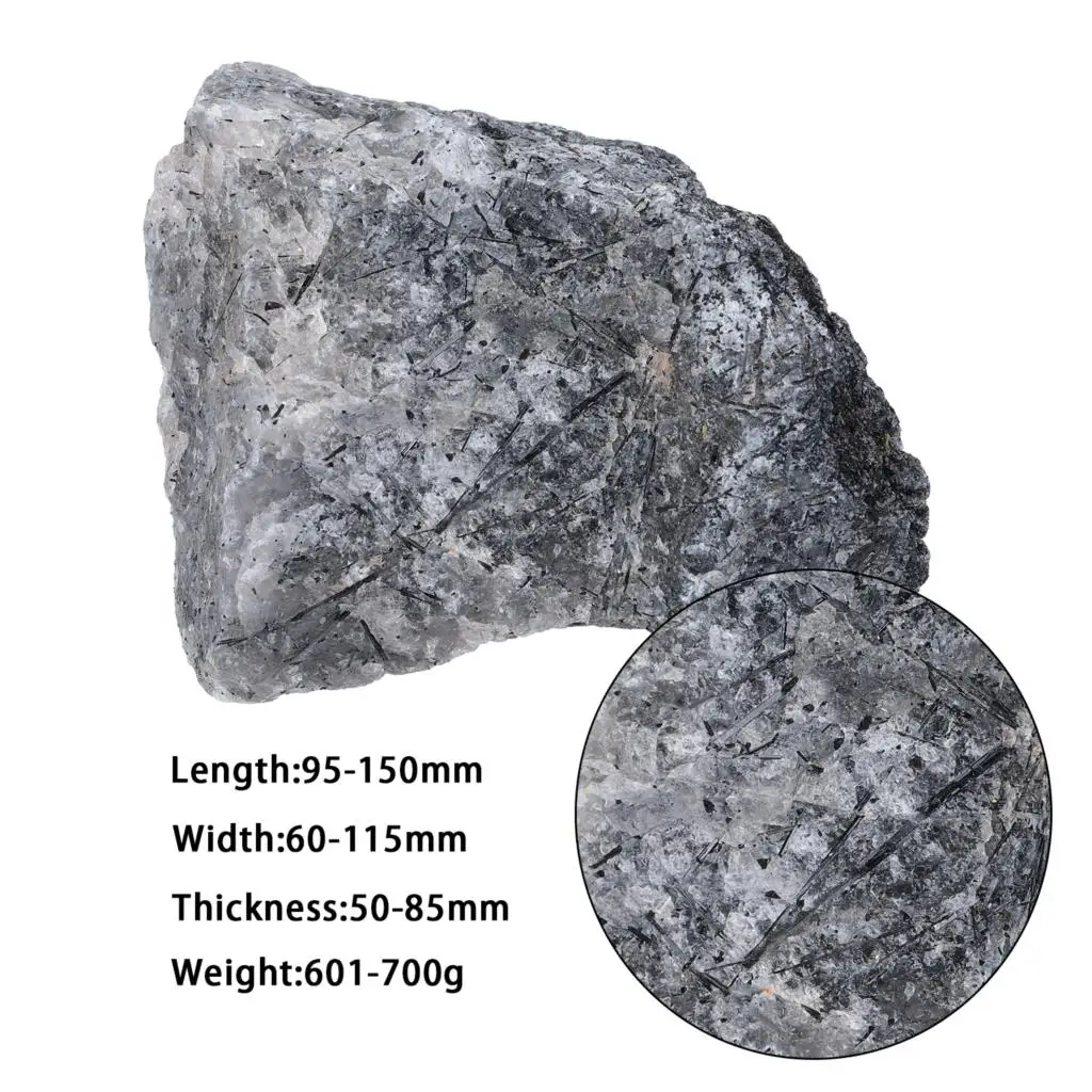 TUMBEELLUWA 601-700g Black Rutilated Quartz Raw Crystal Stones Natural Rough Mineral Specimen For Home Decor,Chakra Balancing