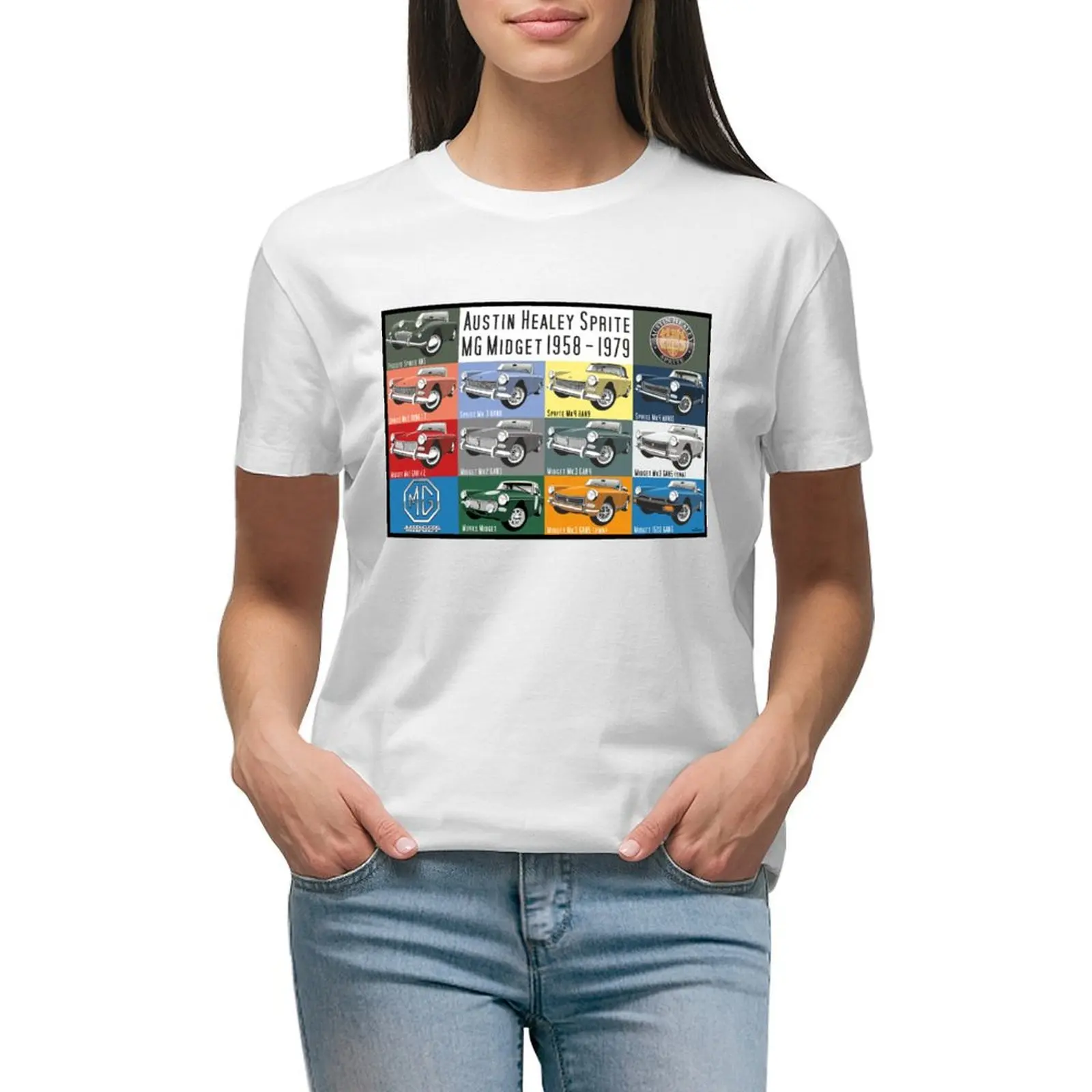 

MG Midget / Austin Healey Sprite evolution T-shirt summer clothes tops oversized workout shirts for Women