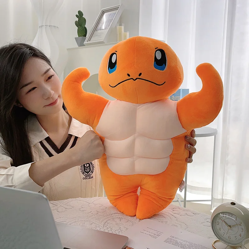 55/80cm Muscle Man Bulbasaur Charmander Psyduck Plush Toy Big Size