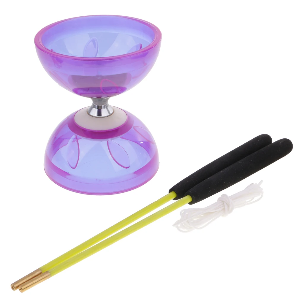 Yoyo Ball Diabolo Toy Traditional Game Triple Diabolo Bearings Set with Sticks Rope Rubber Yoyo Balls Juggling Diabolo Clown Toys Gifts for Kids Adult
