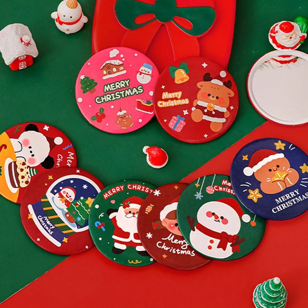 New Glass Cartoon Christmas Mirror Easy To Carry Pocket Make-up Mirror Portable Mini Makeup Mirror Vanity Mirror