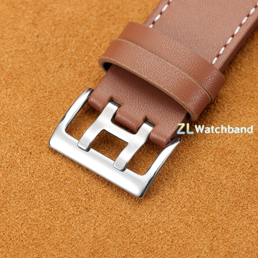 Vintage Genuine Leather Watchband with Rivet Detailing, 20mm/22mm