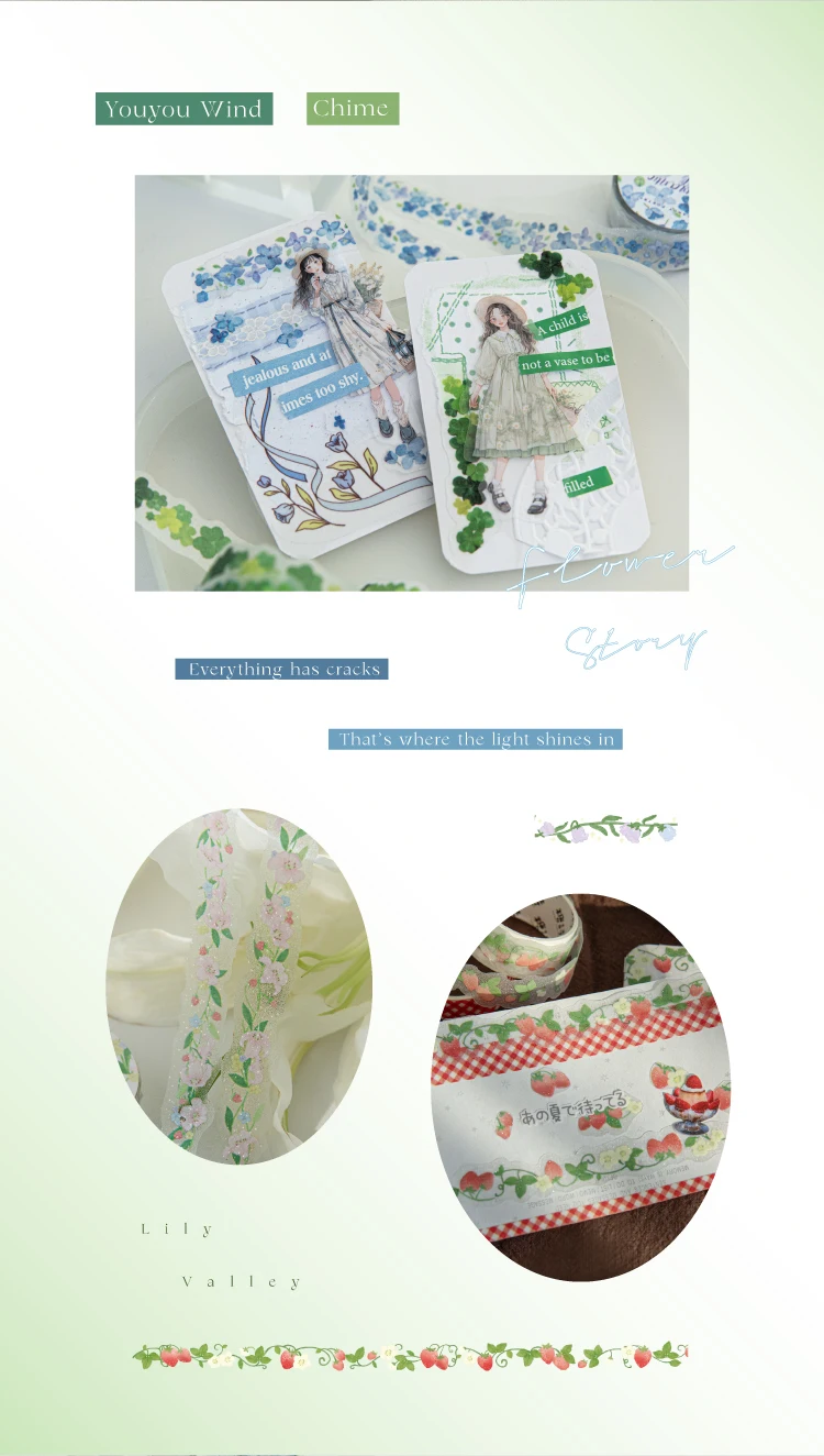 15mm * 2m PET Tapes Flower Vine Story DIY Scrapbooking Dekor Fotoalbum Collage Junk Journal Materialien Ästhetik Aufkleber – Detail 13