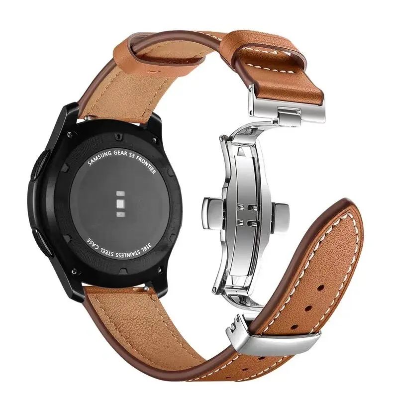 Elegant Leather Adjustable Bracelet Band with Metal Buckle