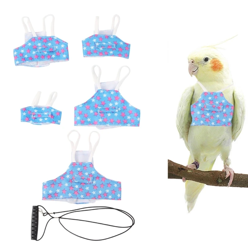Pet Bird Harness and Leash Flight Suit Parrot Harness Vest Outdoor Activity Fly Training Clothes for Cockatoo Parakeet