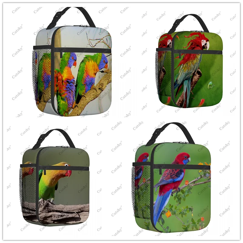 

Parrot animal Portable aluminum foil thickened lunch bag waterproof and thermal insulation printed pattern lunchs tote bags