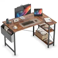 L Shaped Desk, 40 Computer Desk with Reversible Storage Shelves Home Office Corner Desk Study Writing Gaming Table, Brown