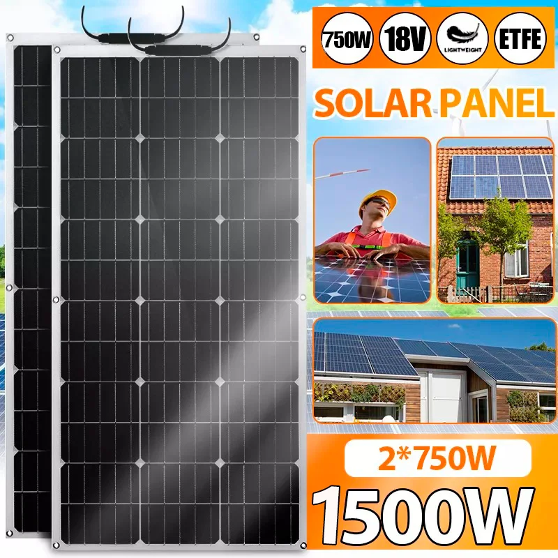 

3000W18V Flexible Solar Panel Charging Panel Photovoltaic Cell System Components High Efficiency Portable Power Bank RV Yacht